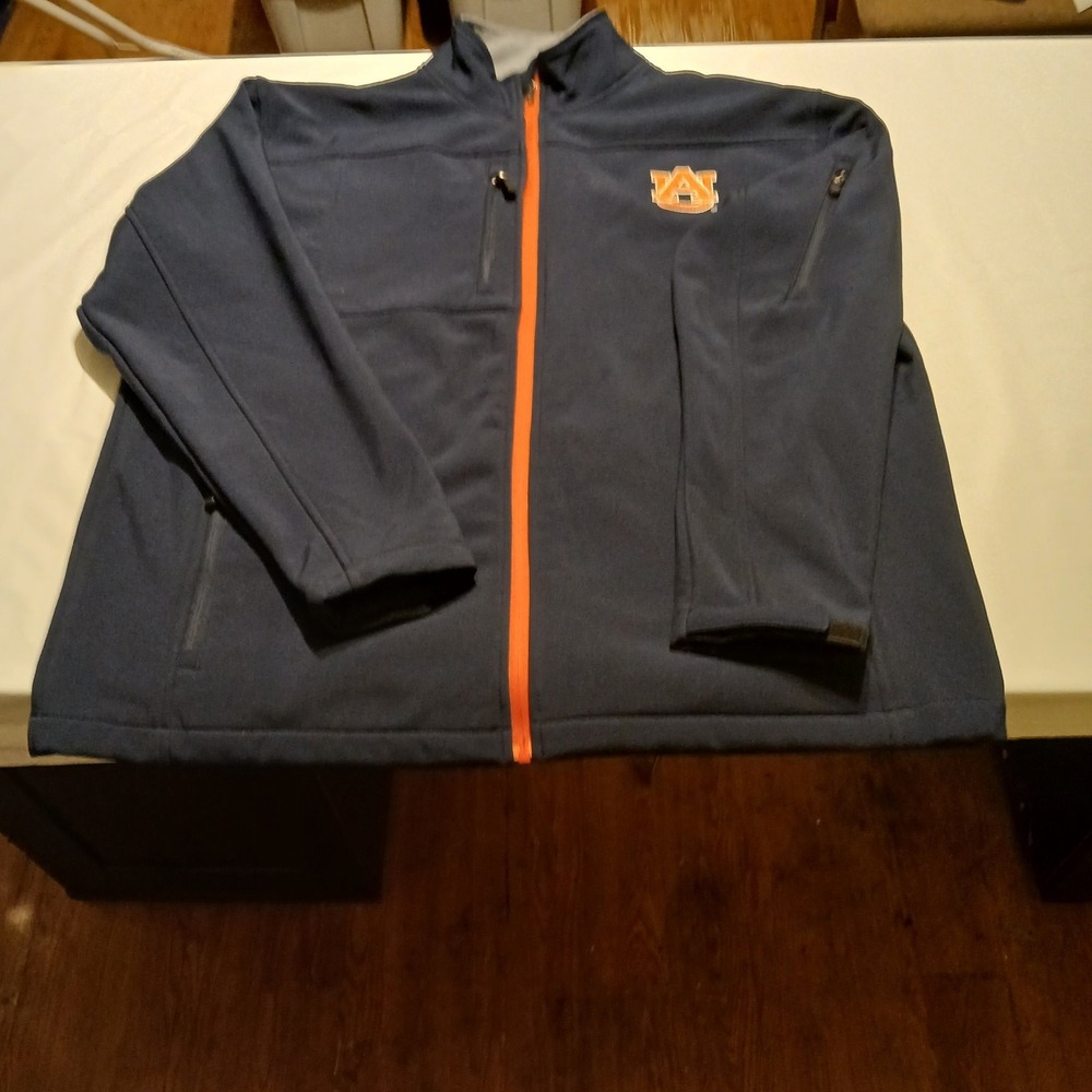 Auburn University Jacket Zip,Fleece Lined,Navy,Orange Trim, Men,Size L,Pre-owned